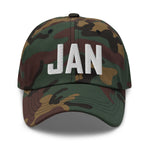 JAN Airport Code Hat Embroidered Hat Jackson Mississippi Dad Hat Travel Gift Baseball Cap Airbnb Host Gift Real Estate City Hats - CRE PYT