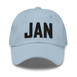 JAN Airport Code Hat Embroidered Hat Jackson Mississippi Dad Hat Travel Gift Baseball Cap Airbnb Host Gift Real Estate City Hats - CRE PYT