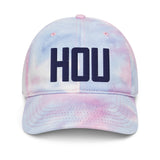 HOU Airport Code Hat Pastel Tie Dye Embroidered Hat Dad Hat Houston Texas Travel Gift Large Letters Baseball Cap Airbnb Host Gift - CRE PYT